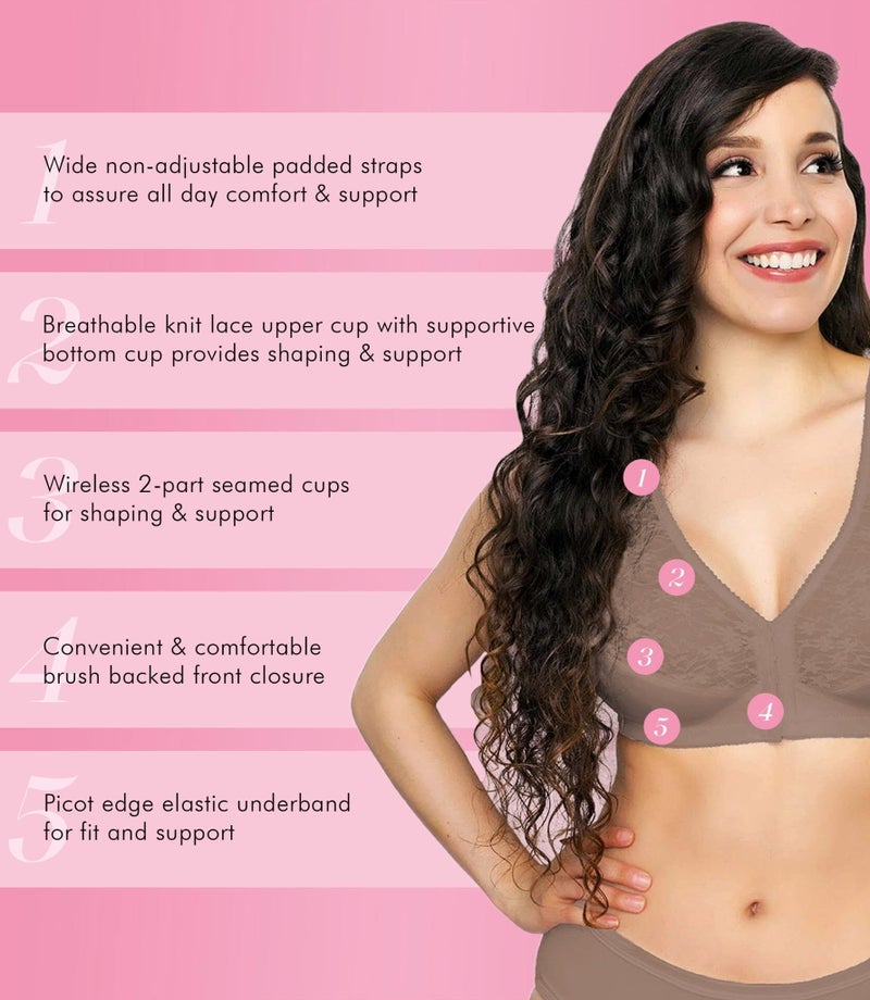 Exquisite Form Womens Front Close Posture #5100565 Bra, Walnut, 38B US - Image 3